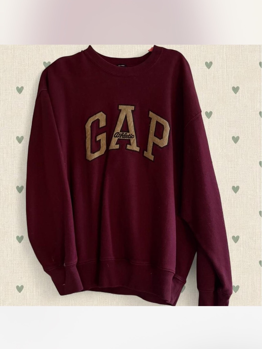 GAP Maroon Crewneck Sweatshirt with Gold Lettering